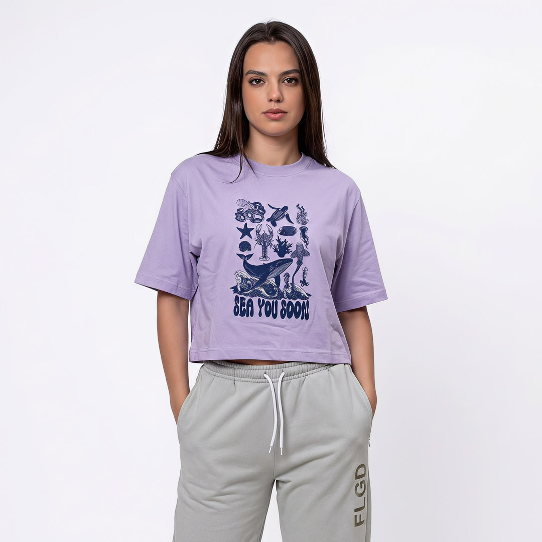 BreatheEasy Cropped T-Shirt — Pastel Lilac
