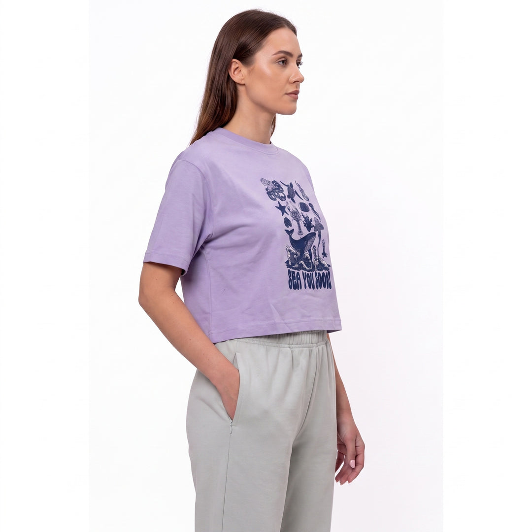 BreatheEasy Cropped T-Shirt — Pastel Lilac