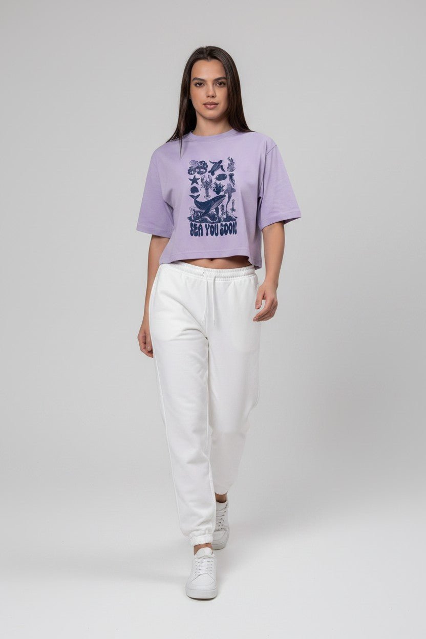 BreatheEasy Cropped T-Shirt — Pastel Lilac - FLGD