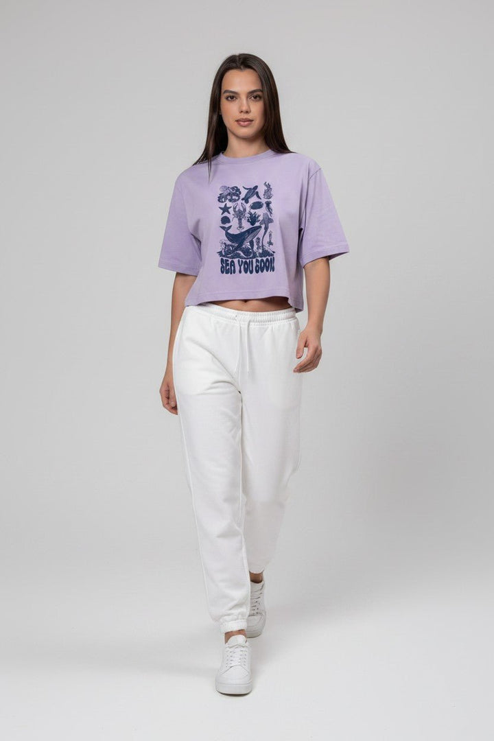 BreatheEasy Cropped T-Shirt — Pastel Lilac - FLGD
