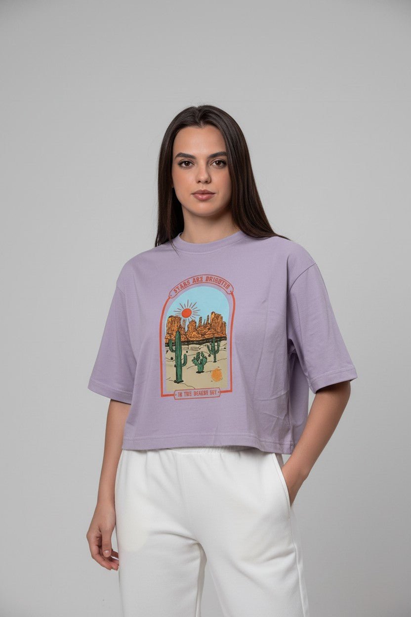 BreatheEasy Cropped T-Shirt — Pastel Lilac (Desert) - FLGD