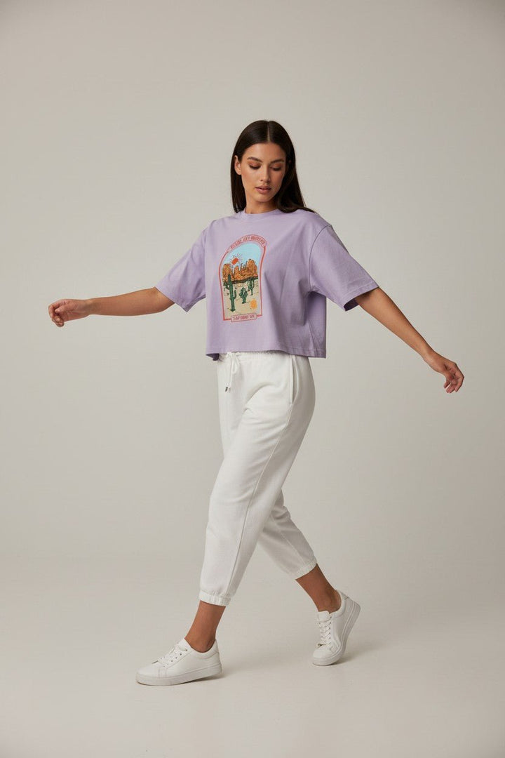 BreatheEasy Cropped T-Shirt — Pastel Lilac (Desert) - FLGD