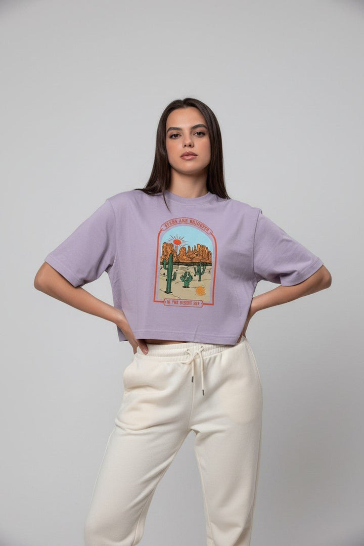 BreatheEasy Cropped T-Shirt — Pastel Lilac (Desert) - FLGD
